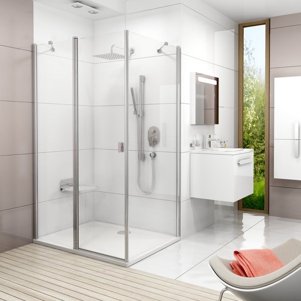 Неподвижная душевая стенка Ravak Chrome CPS-90, профиль хром,стекло прозрачное 9QV70C00Z1