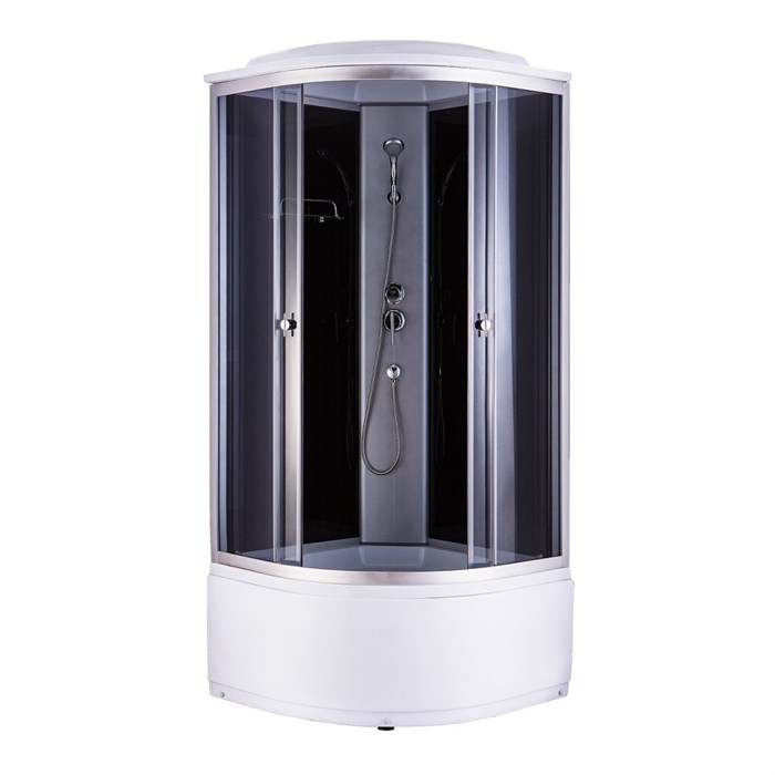 Душевая кабина Loranto 120x120x215 стекло 4 мм. поддон 43 см, задняя стенка черное стекло, алюминиевый профиль матовый хром (CS-1200ТМ/G) CS-1200ТМ/G