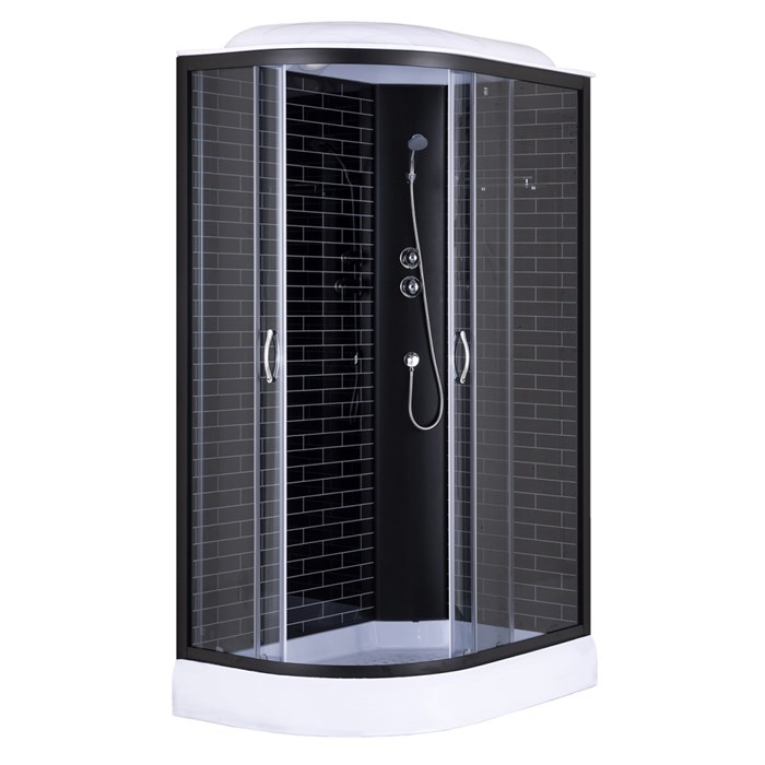 Душевая кабина Loranto 120х80х215 правосторонняя, поддон 13см, черный кирпичный узор, прозрачное стекло 4мм, профиль черный (CS6612013RGB120) CS-66120-13R GB 120