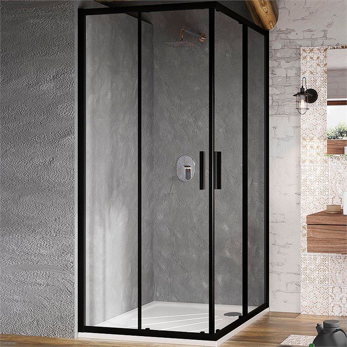 Душевое ограждение Ravak Blix BLSRV2-90 90x90 стекло Transparent, профиль Черный (X1LM70300Z1) X1LM70300Z1