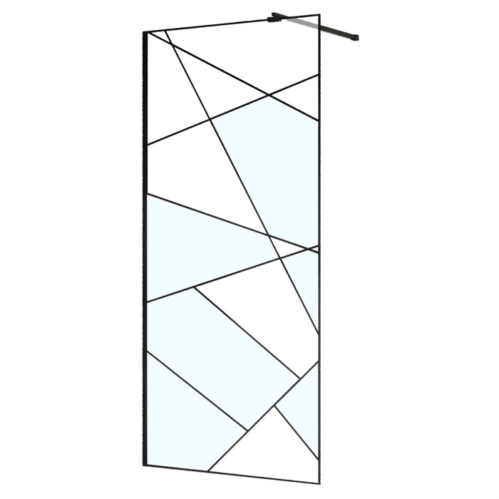 Душевая перегородка Azario Walk-in 900x1950 в рамке, графический принт, толщина стекла 8 мм, профиль черный матовый (AZ-271-90-MB-CGP) AZ-271-90-MB-CGP