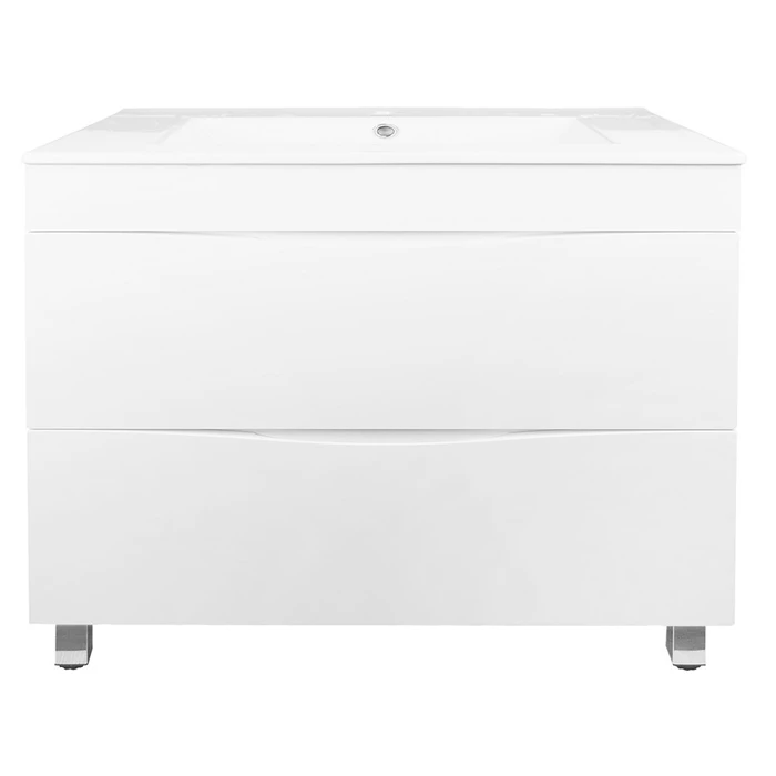 ВЫВОД Комплект Тумба Santorini 80 (810*810*470) с раковиной Leon 7506-80 Белый Глянец CS00086974