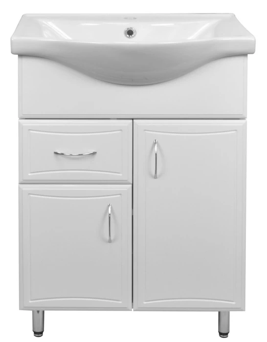 ВЫВОД Комплект Тумба Коралл-60/1 (600*850*450) с раковиной Basic 60 (Турция) (2 места) CS00070575
