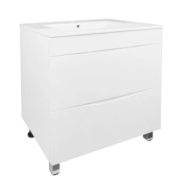 ВЫВОД Комплект Тумба Santorini 60 (810*610*470) с раковиной Leon 7506-60 Белый Глянец CS00086972