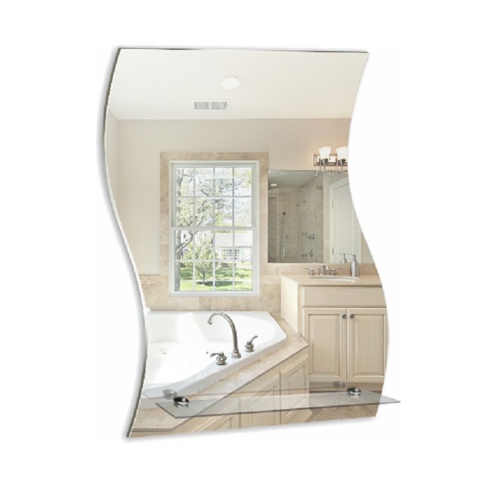 Зеркало LORANTO Волна 430х590, с полкой 00000030