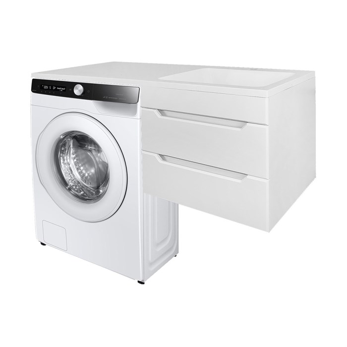 Комплект тумба Loranto Палермо 120/2 подвесная, под стиральную машинку (60), с раковиной Изабелла 120, правая, белая (CS00093190) CS00093190