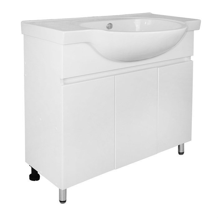 Комплект Тумба Loranto Ирис 80Н напольная, с раковиной Teo 80, белый (CS00093567) CS00093567