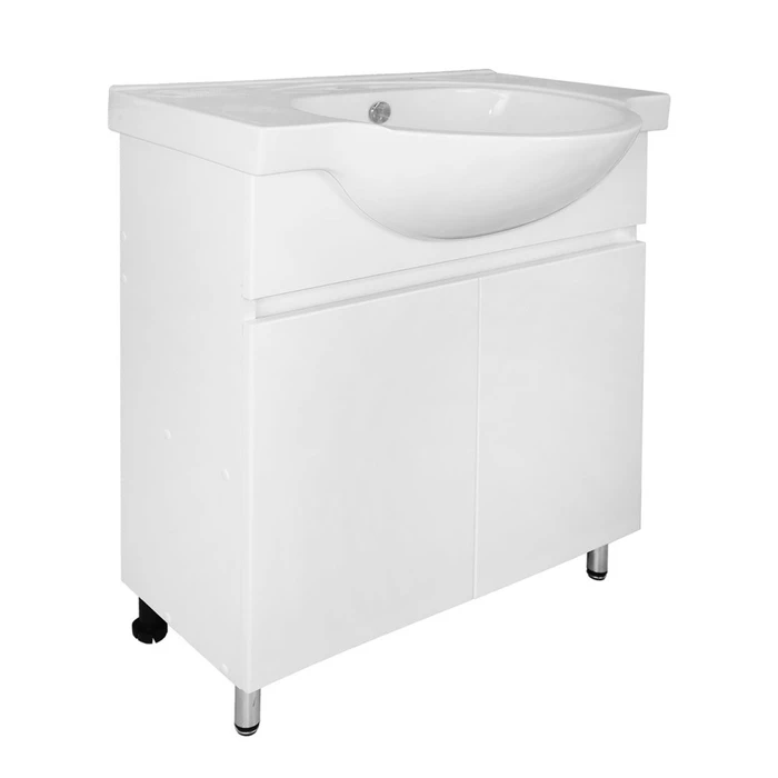 Комплект Тумба Loranto Ирис 70Н напольная, с раковиной Teo 70, белый (CS00093566) CS00093566
