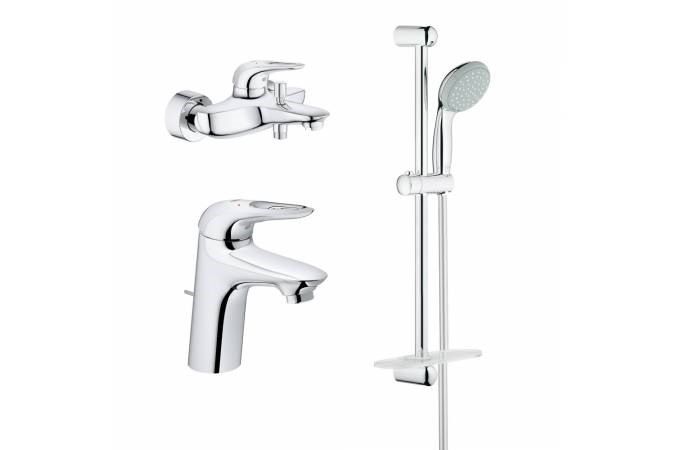 Душевой набор GROHE Eurostyle New с душевым гарнитуром и полочкой, хром (124416) 124416