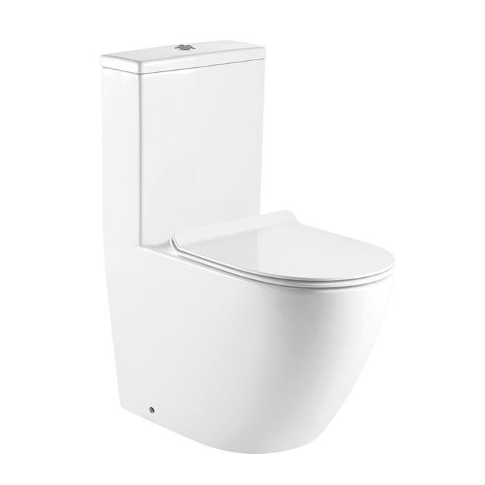 Унитаз-моноблок AZARIO MORANO 680x370х830 напольный, безободковый, в комплекте с сиденьем дюропласт микролифт, белый (AZ-1001) AZ-1001