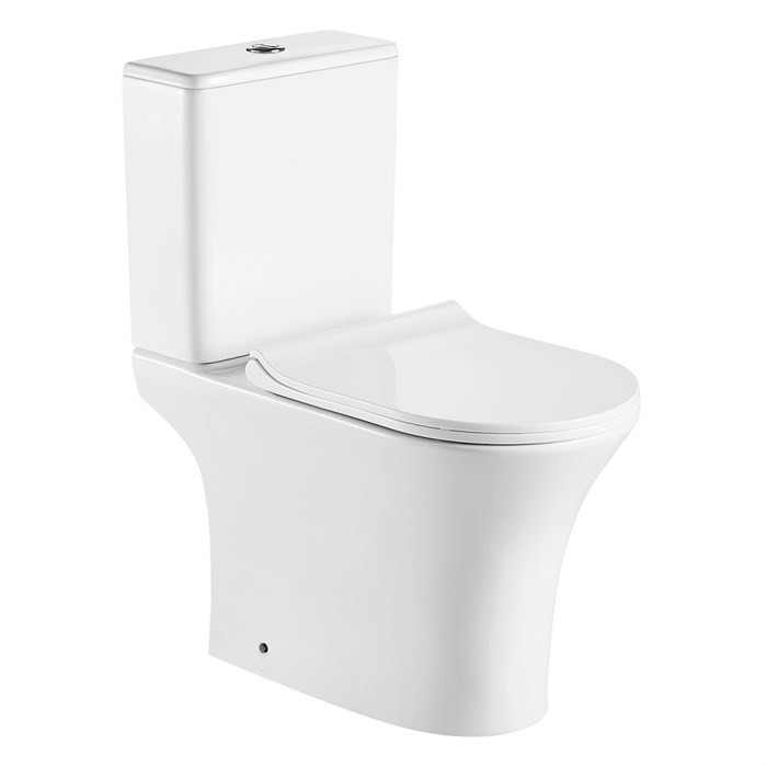 Унитаз-компакт Azario FRETTA ROUND N 340х650х770 напольный, безободковый, c быстросьемным сиденьем микролифт (AZ-1038A) AZ-1038A