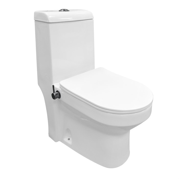 Унитаз-моноблок AZARIO BRUSCO 700x380x805 напольный, со встроенной функцией биде, в комплекте с сиденьем дюропласт микролифт (AZ-1085B) AZ-1085B