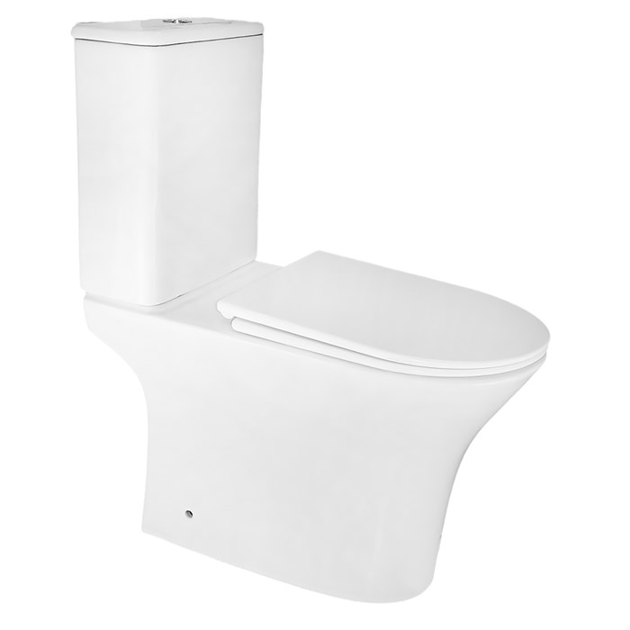 Унитаз напольный Azario FRETTA ROUND 650x340x790 безободковый, в комплекте прямым сиденьем микролифт (AZ-7121A) AZ-7121A