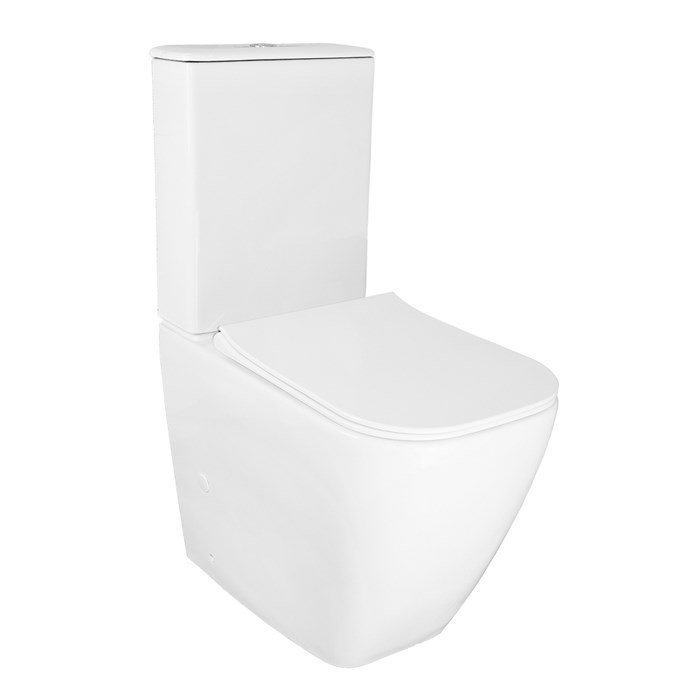Унитаз-компакт Azario MIRADA S 385х620х920 напольный, безободковый в комплекте с бачком и сиденьем микролифт, белый (AZ-1288A) AZ-1288A