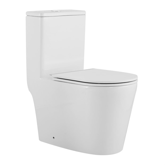 Унитаз-моноблок AZARIO Nimbus 360x680х813 безободковый, система слива "скрытое торнадо", в комплекте с быстросъемным сиденьем микролифт (AZ-6080-AP) AZ-6080-AP