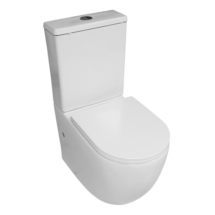 Унитаз напольный Azario Blanco безободковый, в комплекте с бачком и сиденьем микролифт, дюропласт 820*630*360 (AZ-T003B-R) AZ-T003B-R