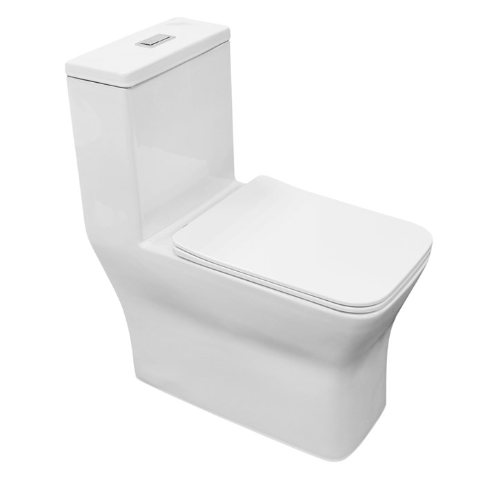 Унитаз напольный Azario Vero безободковый моноблок Горизонтальный слив, сиденье дюропласт микролифт 675x370x785 (AZ-8608) AZ-8608