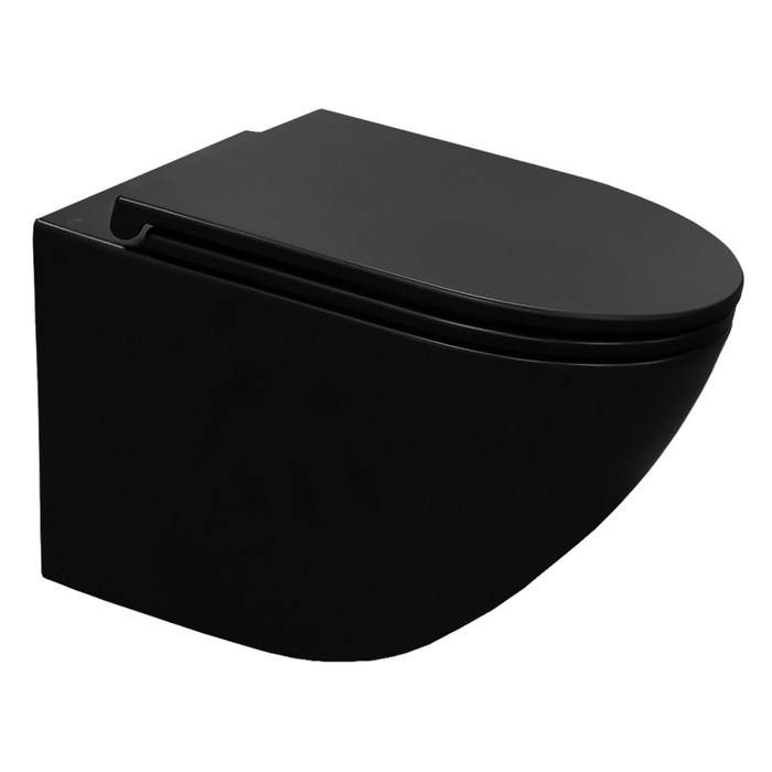 Унитаз подвесной Azario Grado 370х490х360 безободковый, слив "Скрытое Торнадо", с быстросъемным сидением микролифт, черный матовый (AZ-0046-UQ3-MB) AZ-0046-UQ3-MB