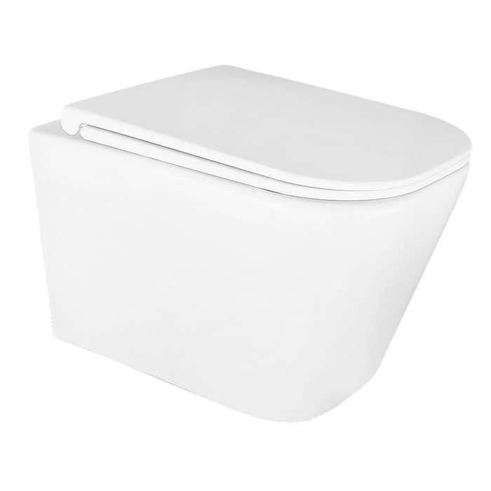 Унитаз подвесной Azario ESCONDA 345х490х350 безободковый, смыв "Скрытое Торнадо",  с быстросъемным сиденьем микролифт (AZ-2805E) AZ-2805E