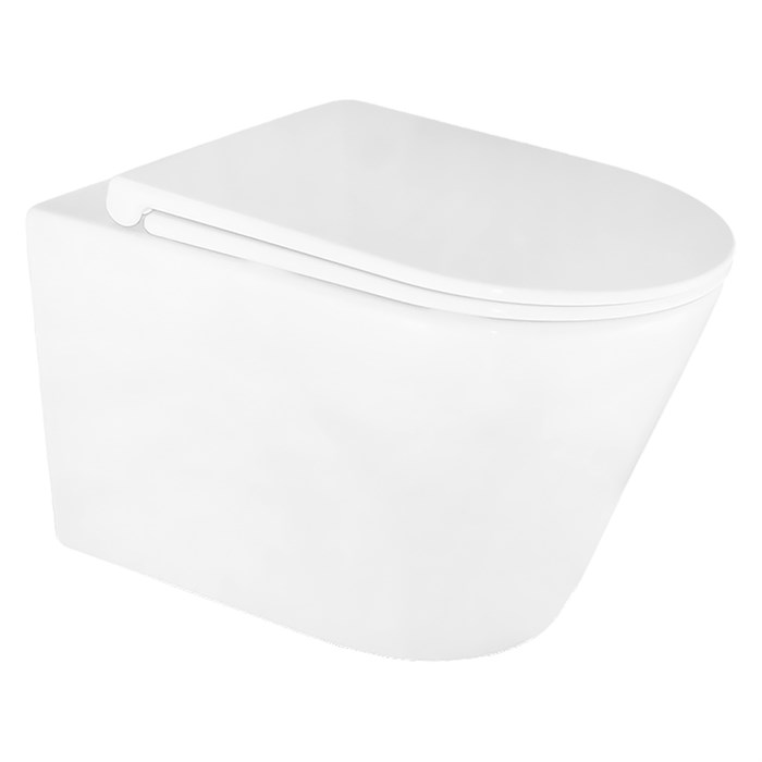 Унитаз подвесной Azario LANDER 345х490х350 безободковый, смыв "Скрытое Торнадо", с быстросъемным сиденьем "Микролифт" (AZ-2802E) AZ-2802E