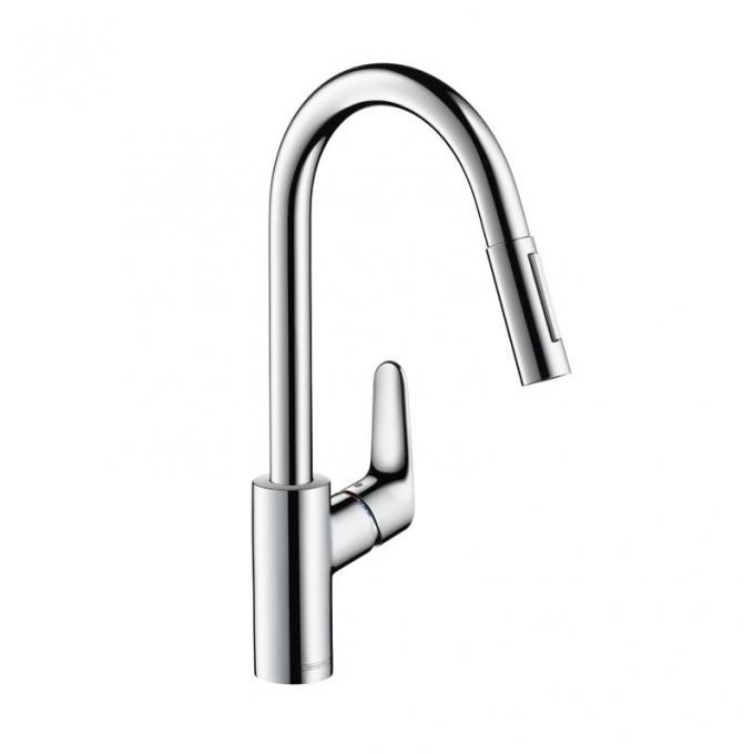 Hansgrohe 31815000 Focus Смеситель для кухни 240, однорычажный, с выдвижным душем, 1/2 31815000