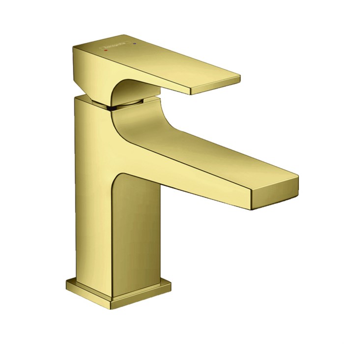 Смеситель для раковины 100, Metropol, однорычажный, с рычаговой рукояткой, со сливным клапаном Push-Open полированное золото 32500990 32500990