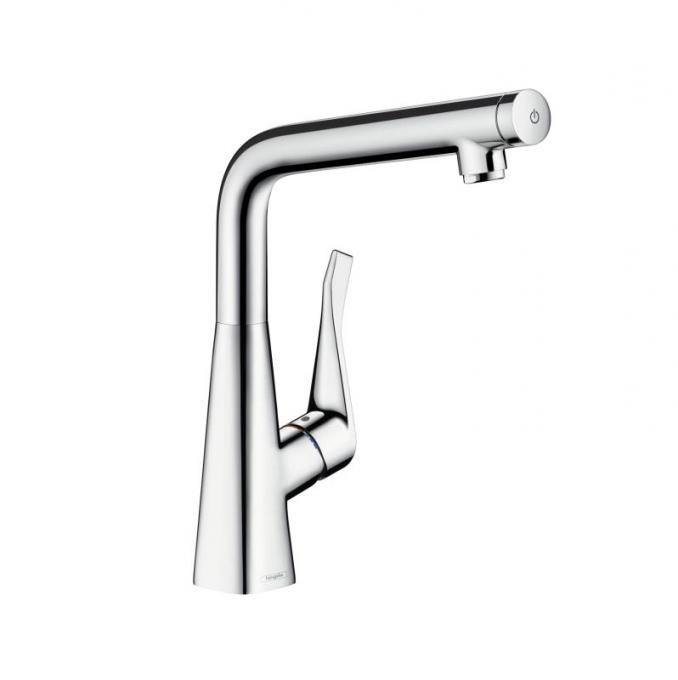 Смеситель для кухонной мойки Hansgrohe Metris Select M71 320, ламинарная струя, кнопка Select, однорычажный, хром 14883000 14883000