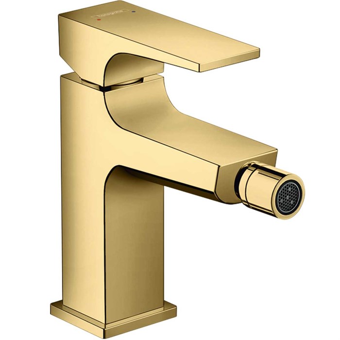 Смеситель для биде, однорычажный, со сливным клапаном Push-Open, полированное золото 32520990 Metropol 32520990