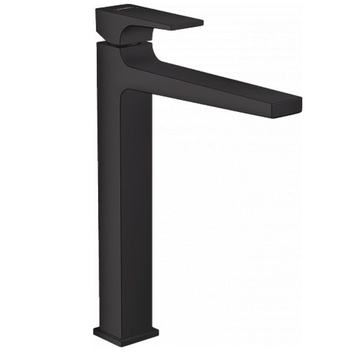 Смеситель для раковины в форме таза 260, Metropol однорычажный, с рычаговой рукояткой, со сливным клапаном Push-Open, матовый черный 32512670 32512670