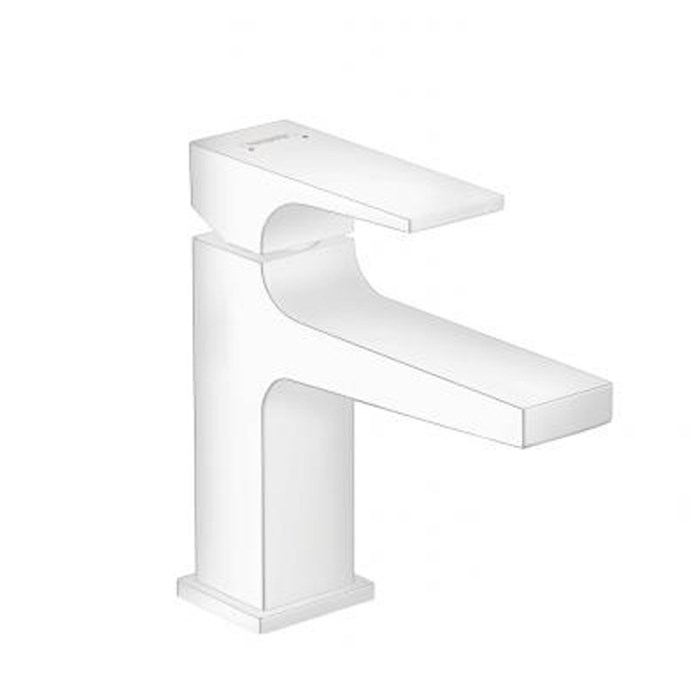 Смеситель для раковины 100, Metropol, однорычажный, с рычаговой рукояткой, со сливным клапаном Push-Open белый матовый 32500700 32500700
