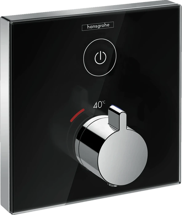 15737600 ShowerSelect Glass Термостат ShowerSelect для одного потребителя, стеклянный, СМ, черный/хром 15737600
