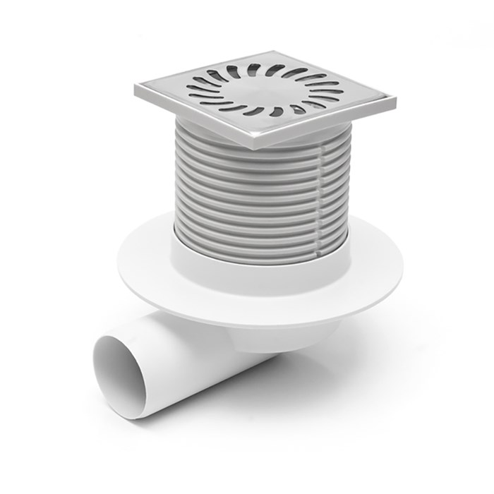 Трап пластиковый AZARIO D50(боковой слив) с решеткой SUN 10х10см AZ-411 L