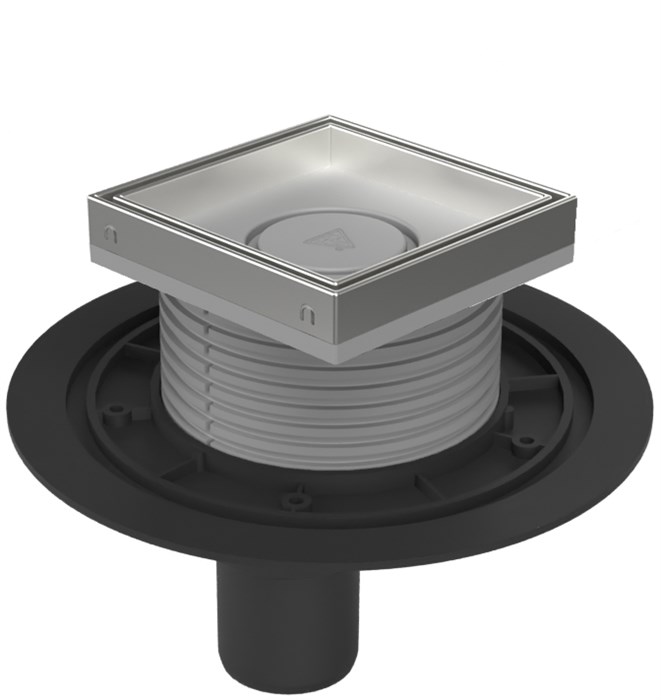 Душевой трап AZARIO DN50 10х10х13 см, пластиковый, вертикальный слив, универсальный, решетка под плитку (AZ-C 384 A) AZ-C 384 A