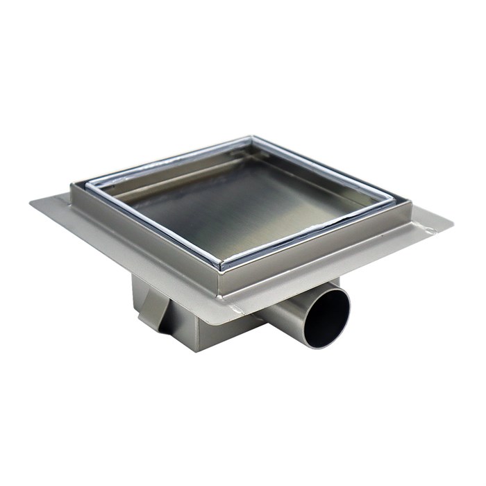 Трап для душа AZARIO металлический под плитку 150*150 горизонтальный выпуск AZZ1TILE150