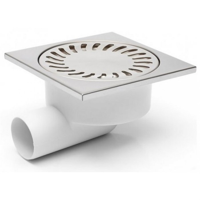 Трап пластиковый AZARIO DN50/95 (боковой слив) с нерж.решеткой 15х15см НЕПТУН AZ-326 X N