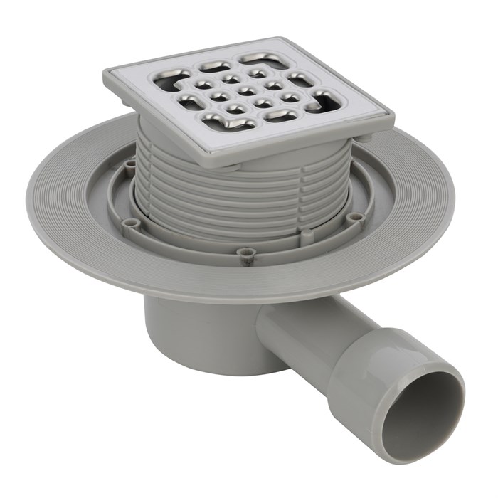 Трап для душа AZARIO  100*100 с металлической решеткой горизонтальный выпуск AZZ14100