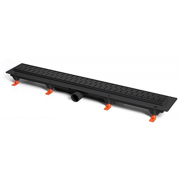 Водоотводящий пластиковый черный желоб AZARIO D50(боковой слив) с черной решеткой Medium 750 мм AZ-CH 750/50 MC