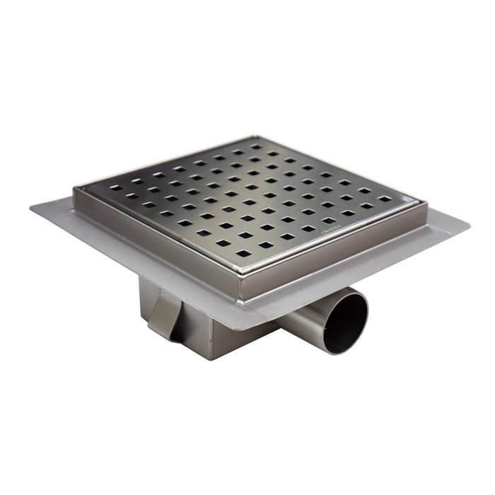 Трап для душа AZARIO металлический 150*150 горизонтальный выпуск AZZ1150