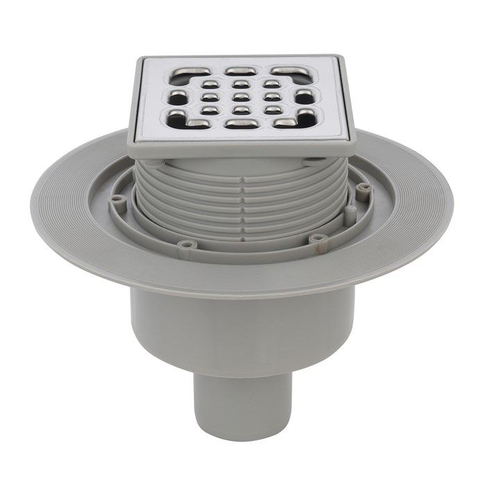 Трап для душа AZARIO  100*100 с металлической решеткой вертикальный выпуск AZZ15100