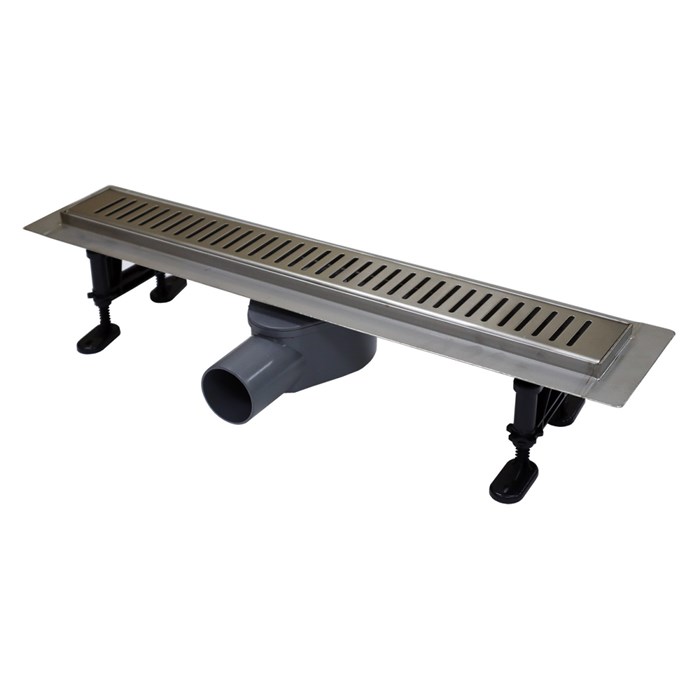 Водоотводящий желоб AZARIO из нерж.стали с решеткой  400 мм, 360 гр, с выходом 50мм Stick AZPP01-40 Stick