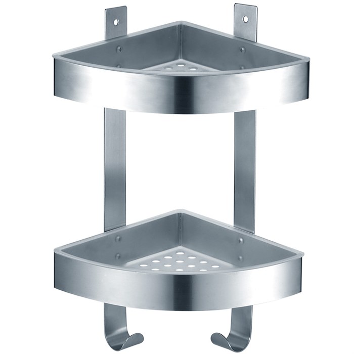 Полка угловая двухэтажная Azario подвесная, хром матовый (AZ-833-2) AZ-833-2