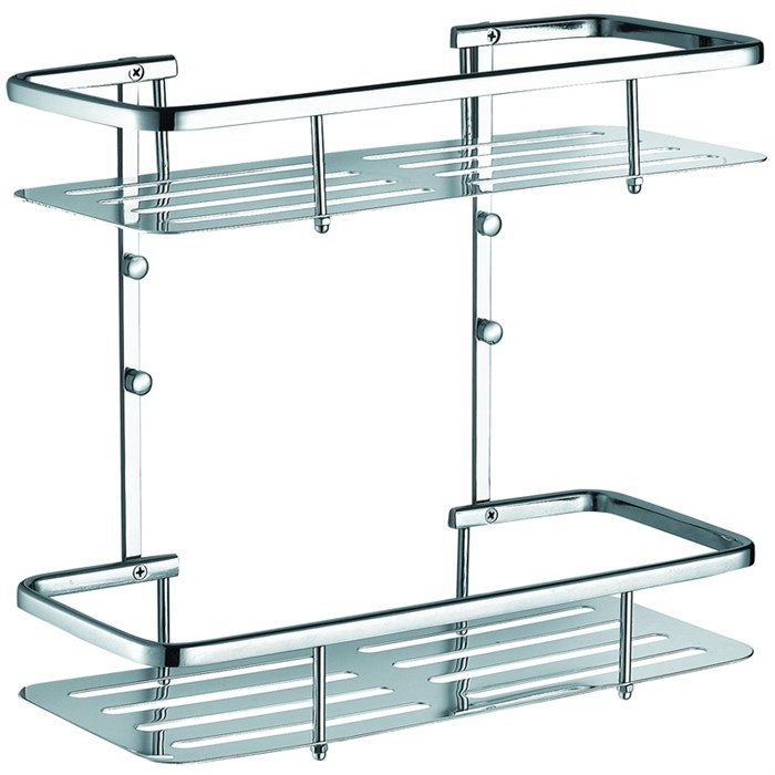 Полка прямоугольная двухэтажная Azario подвесная,хром (AZ-835-2) AZ-835-2