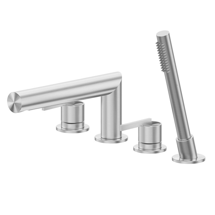 Смеситель ABBER Perfekte 316 AF8A13BST на борт ванны с лейкой, брашированная сталь AF8A13BST