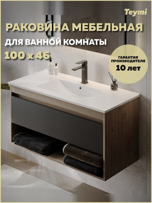 Раковина для ванной мебельная на тумбу Teymi Ritta 100 белая T51007 1224479