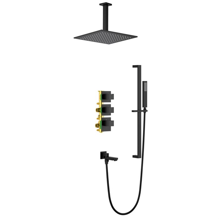 Душевая система Timo Selene SX-2239/03SM скрытого монтажа с термостатом, черная матовая SX-2239/03SM - фото 27068
