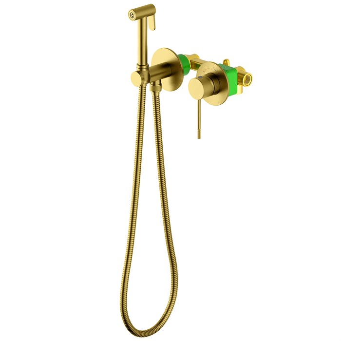 Смеситель встроенный с гигиеническим душем с защитой от ожогов Timo Saona золото шлифованное (2339/20SM) 2339/20SM