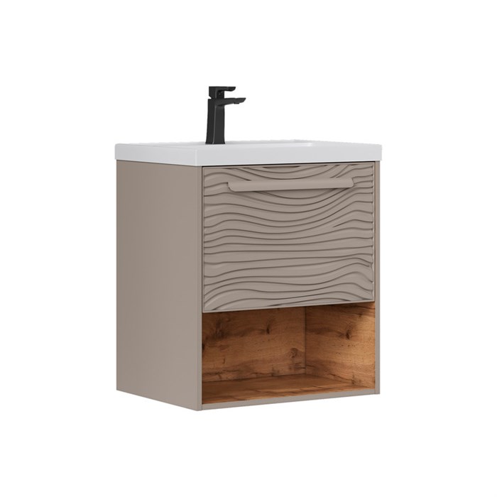 Тумба под раковину EQUIL Gleam 60, подвесная, 1 ящ., амарок/дуб вотан (под раковину 78857-60) (tpGLEAM60.1Y.N-25) tpGLEAM60.1Y.N-25