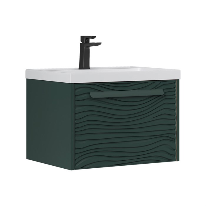 Тумба под раковину EQUIL Gleam 60, подвесная, 1 ящ., зеленый камень/дуб вотан (под раковину 78857-60) (tpGLEAM60.1Y-34) tpGLEAM60.1Y-34
