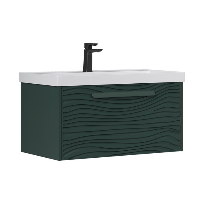 Тумба под раковину EQUIL Gleam 80, подвесная, 1 ящ., зеленый камень/дуб вотан (под раковину 78857-80) (tpGLEAM80.1Y-34) tpGLEAM80.1Y-34