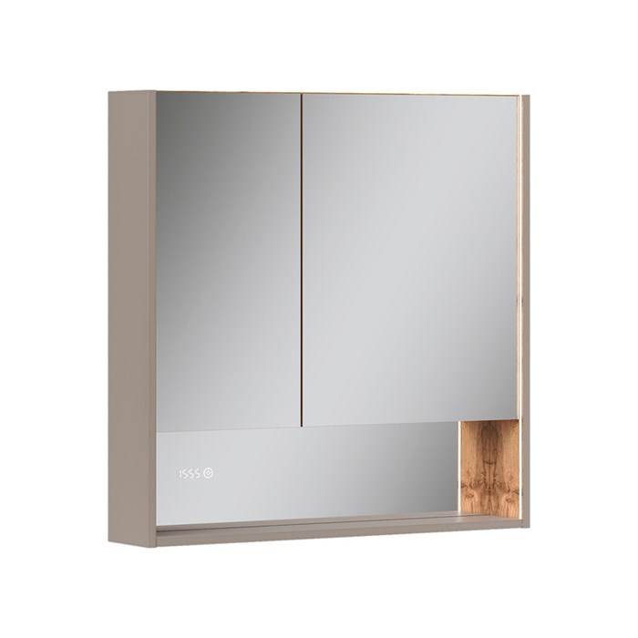 Шкаф зеркальный EQUIL Gleam 80, подвесной, 2 дв., амарок /дуб вотан/дуб вотан (szGLEAM.LED.80.2D-25) szGLEAM.LED.80.2D-25